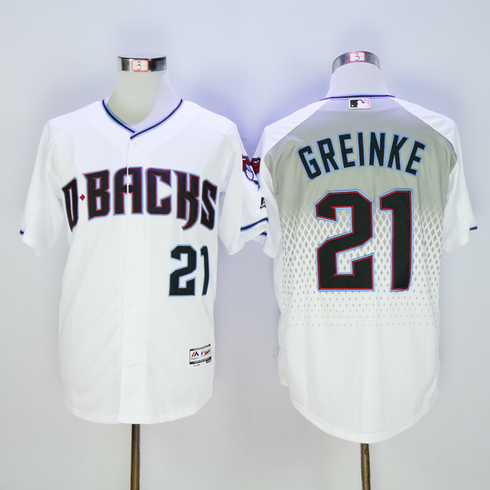 Men Arizona Diamondback #21 Greinke White MLB Jerseys